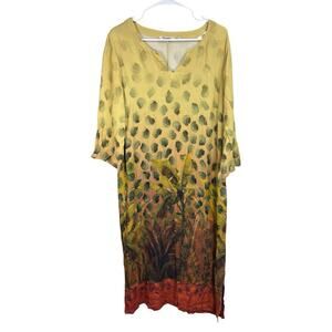 Soft Surroundings Boho Midi Dress Pockets Jungle Print XL